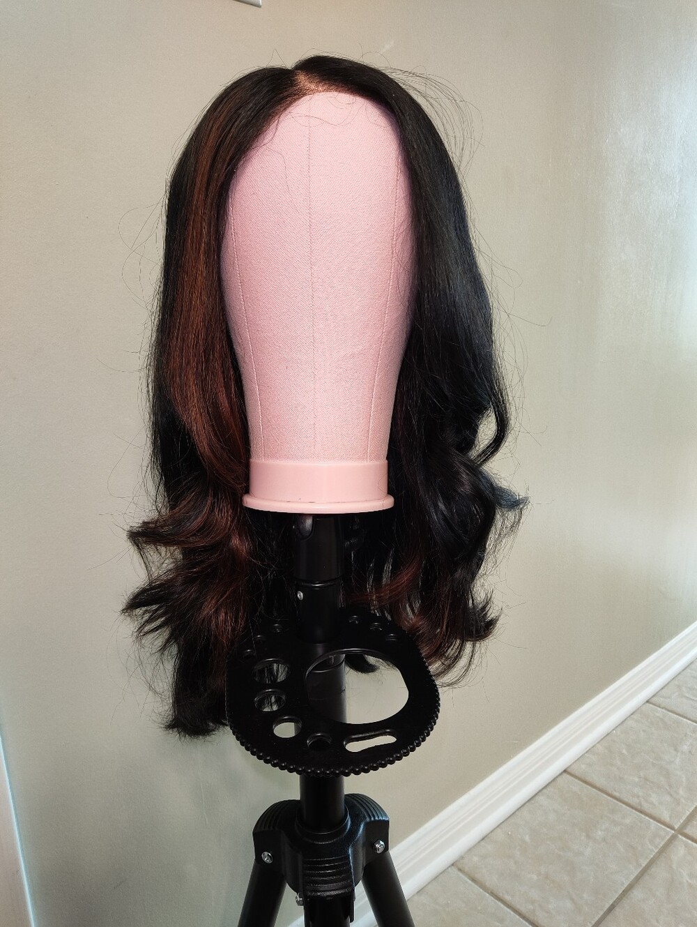 Sensationnel Bare Lace Front Part Glueless Wig Black Dark Red Highlight 22" yaki